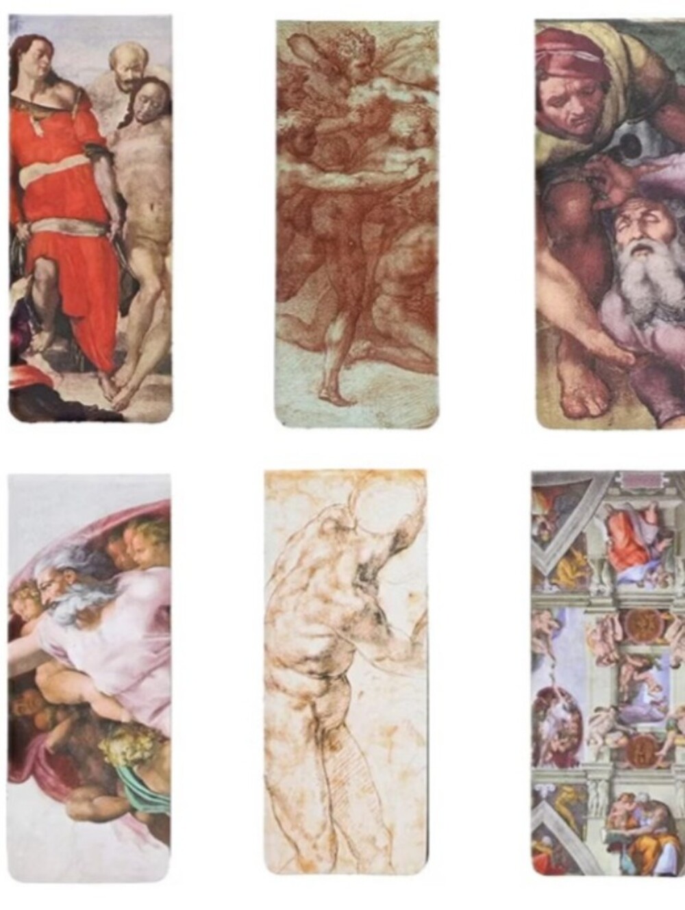 12-Pack Michelangelo Magnetic Bookmarks in 6 Designs (0.8 x 2 Inches) NWT
